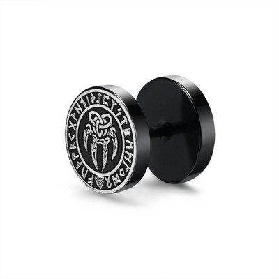 Vnox Mens Viking Black Stud kõrvarõngad, Vegvisir ja Norse Valknut, Cool Punk roostevabast terasest Nore Vikingi komplekt meestele kõrvarõngad