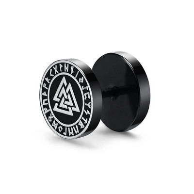 Vnox Mens Viking Black Stud kõrvarõngad, Vegvisir ja Norse Valknut, Cool Punk roostevabast terasest Nore Vikingi komplekt meestele kõrvarõngad