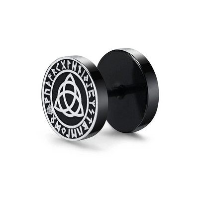 Vnox Mens Viking Black Stud kõrvarõngad, Vegvisir ja Norse Valknut, Cool Punk roostevabast terasest Nore Vikingi komplekt meestele kõrvarõngad