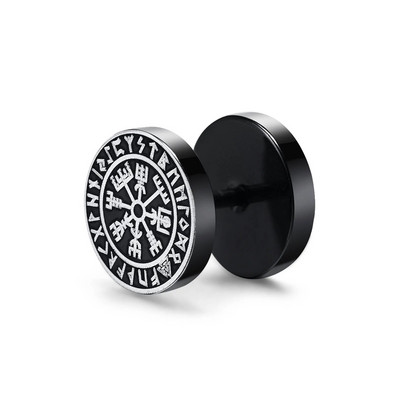 Vnox Mens Viking Black Stud kõrvarõngad, Vegvisir ja Norse Valknut, Cool Punk roostevabast terasest Nore Vikingi komplekt meestele kõrvarõngad