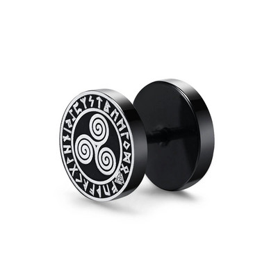 Vnox Mens Viking Black Stud kõrvarõngad, Vegvisir ja Norse Valknut, Cool Punk roostevabast terasest Nore Vikingi komplekt meestele kõrvarõngad