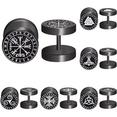 1 pereche de cercei rotunzi viking rune 18G pentru bărbați și femei, oțel inoxidabil 316L, cercei tragus Helix, piercing, bijuterii
