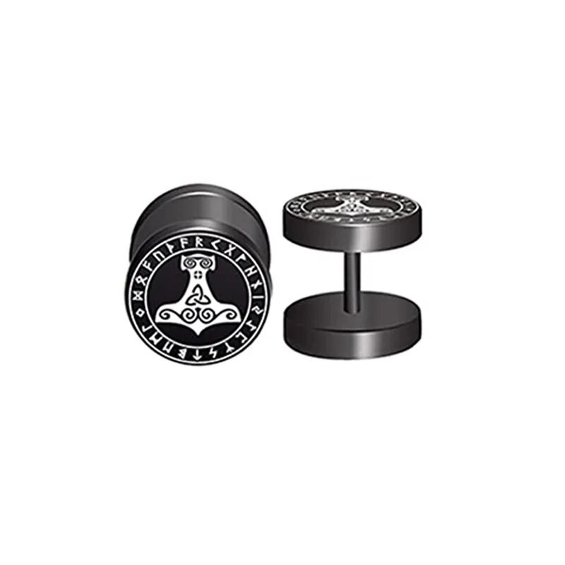 1 pora 18G Viking Rune apvalūs auskarai vyrams, Moterys, 316L nerūdijančio plieno kremzlės Tragus Helix auskarai auskarų vėrimas papuošalai