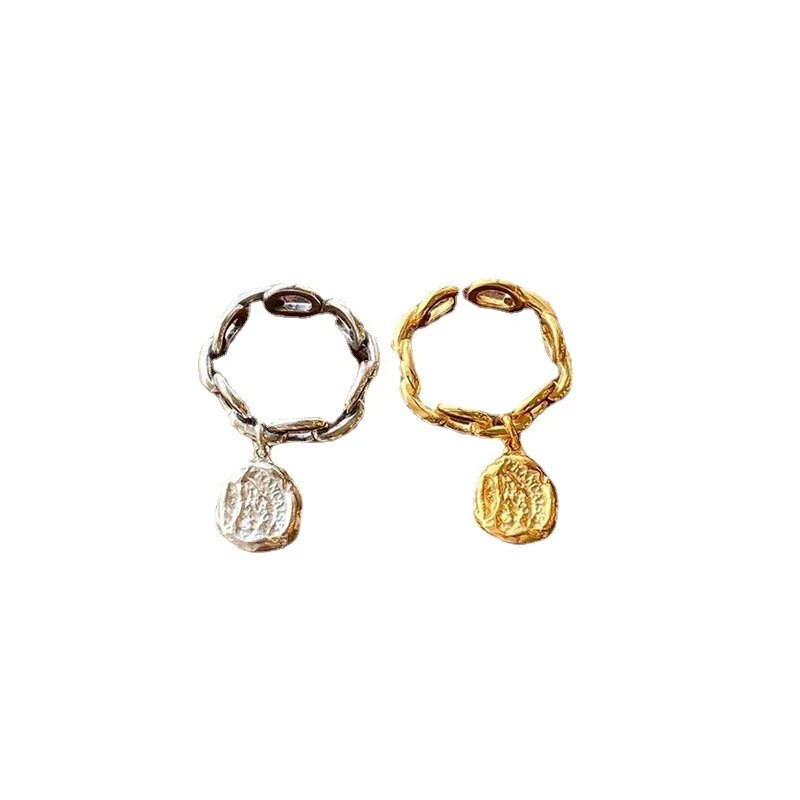 FOXANRY hõbedavärvi sõrmused, mood, vanad paarid, lihtsad õõnsad ketid, ebakorrapärase tekstuuriga ripats-peoehted naistele