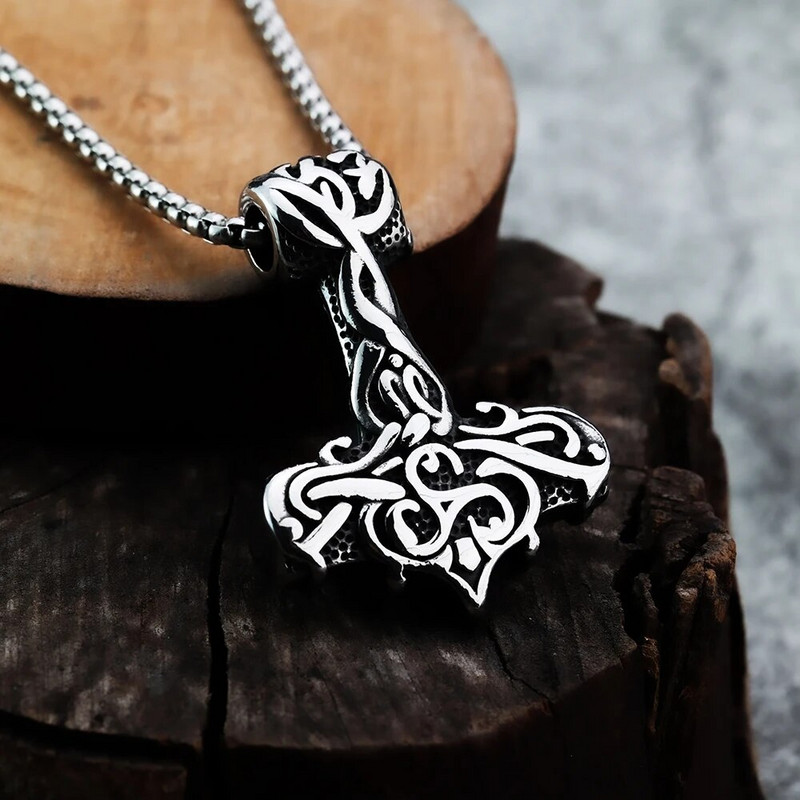 Osobnost europskog i američkog stila, keltski Thor čekić, moderan dvostrani muški privjesak, nakit od titanijskog čelika