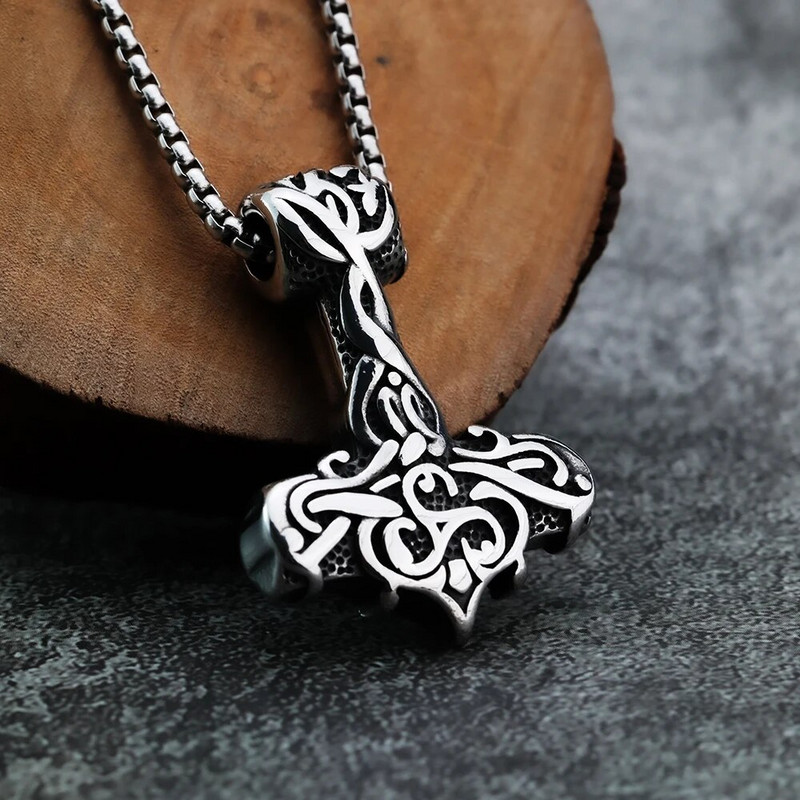 Osobnost europskog i američkog stila, keltski Thor čekić, moderan dvostrani muški privjesak, nakit od titanijskog čelika