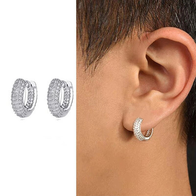 Σκουλαρίκια από ανοξείδωτο ατσάλι για άντρες Cool Shiny Zirconia Small Huggie Cartilage Earring Punk Helix Tragus Piercing