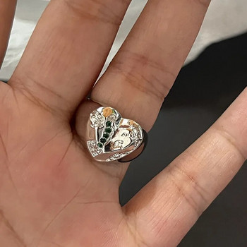 Κρυστάλλινα δαχτυλίδια Y2K Kpop ρυθμιζόμενο δαχτυλίδι καρδιάς ακανόνιστης γεωμετρίας Punk vintage δαχτυλίδια για γυναίκες κορίτσια Νέα κοσμήματα μόδας