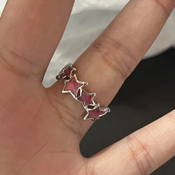 Y2K Crystal Rings Kpop Heart Adjustable Ring Irregular Geometry Punk Vintage Rings Set for Women Girls New Fashion Jewelry