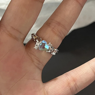 Y2K kristallist sõrmused Kpop südamega reguleeritav sõrmus ebaregulaarse geomeetriaga punk vintage sõrmuste komplekt naistele tüdrukutele uued moeehted