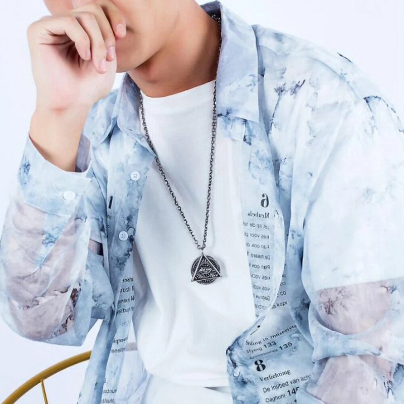 Gotičke svevideće ogrlice s privjescima od nehrđajućeg čelika za muškarce Iluminati Oko Providnosti Ogrlica s Božjim okom Lanac za nakit