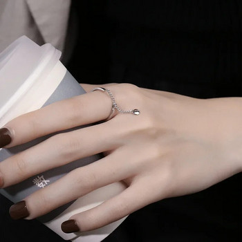 Верига с пискюли Пръстен Регулируема проста корейска мода Дамски парти безименен пръст Корейски сребърни цветни бижута