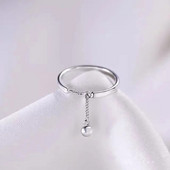 Lanac s resama, prsten, podesiv, jednostavan korejski modni ženski prstenjak za zabave, korejski srebrni nakit