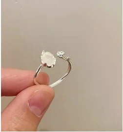 Lanac s resama, prsten, podesiv, jednostavan korejski modni ženski prstenjak za zabave, korejski srebrni nakit