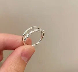 Lanac s resama, prsten, podesiv, jednostavan korejski modni ženski prstenjak za zabave, korejski srebrni nakit