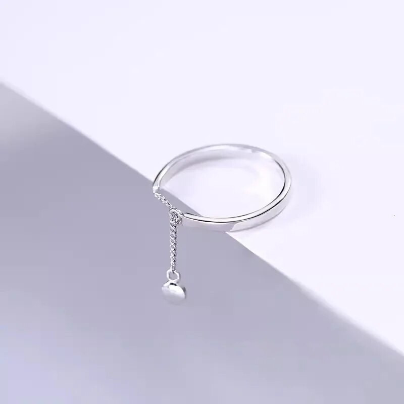 Lanac s resama, prsten, podesiv, jednostavan korejski modni ženski prstenjak za zabave, korejski srebrni nakit