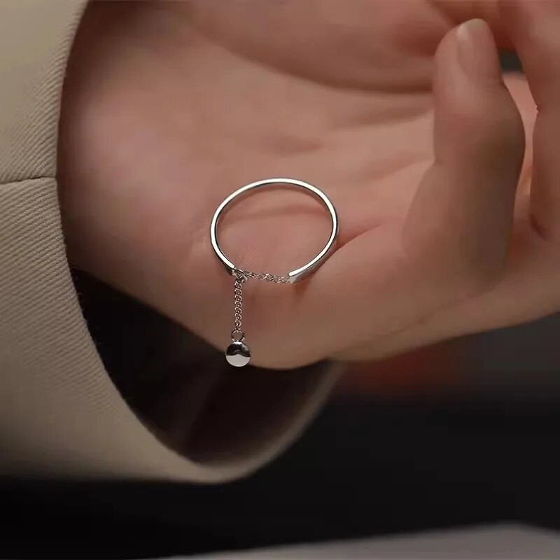 Lanac s resama, prsten, podesiv, jednostavan korejski modni ženski prstenjak za zabave, korejski srebrni nakit