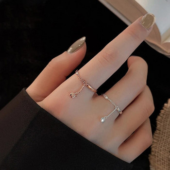 Fashion Simple Ring Finger Chain Tassels Ring Ring Adjustable Circle for Women Girl Party Jewelry Δώρο Αξεσουάρ κοσμημάτων