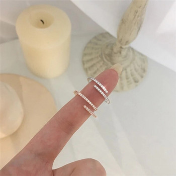 Луксозни пръстени с кристали за жени Обикновен пръстен с куха връзка Сватбено парти Елегантни бижута Подаръци