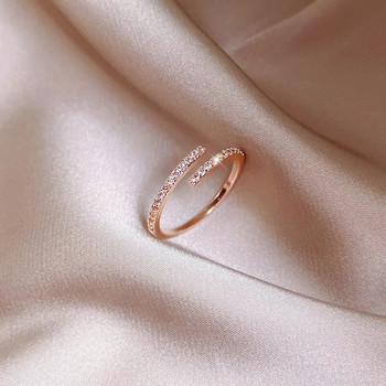 Луксозни пръстени с кристали за жени Обикновен пръстен с куха връзка Сватбено парти Елегантни бижута Подаръци