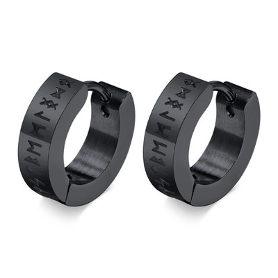 Vnox Meeste Norra Viking Runes Hoop kõrvarõngad, 13mm roostevabast terasest Huggie Ear Kingitused Ehted meespoistele