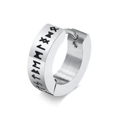 Vnox Meeste Norra Viking Runes Hoop kõrvarõngad, 13mm roostevabast terasest Huggie Ear Kingitused Ehted meespoistele