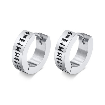 Vnox Meeste Norra Viking Runes Hoop kõrvarõngad, 13mm roostevabast terasest Huggie Ear Kingitused Ehted meespoistele