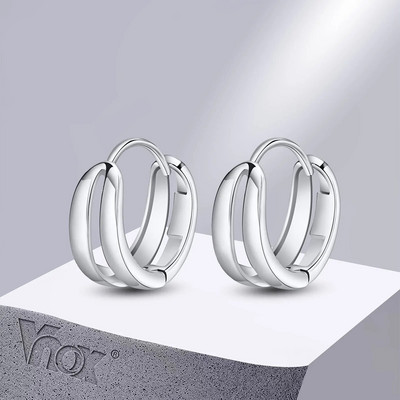 Vnox Double Lines Hoop Huggie Earrings for Men Women, Valentine`s Day Birthday Party Gifts for Dad Papa Boyfriend