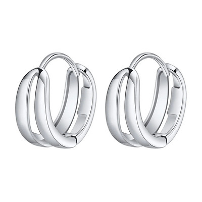 Vnox Double Lines Hoop Huggie kõrvarõngad meestele, naistele, sõbrapäeva isadepäeva kingitused isale papa poiss-sõbrale