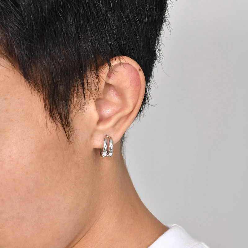 Vnox Double Lines Hoop Huggie kõrvarõngad meestele, naistele, sõbrapäeva isadepäeva kingitused isale papa poiss-sõbrale