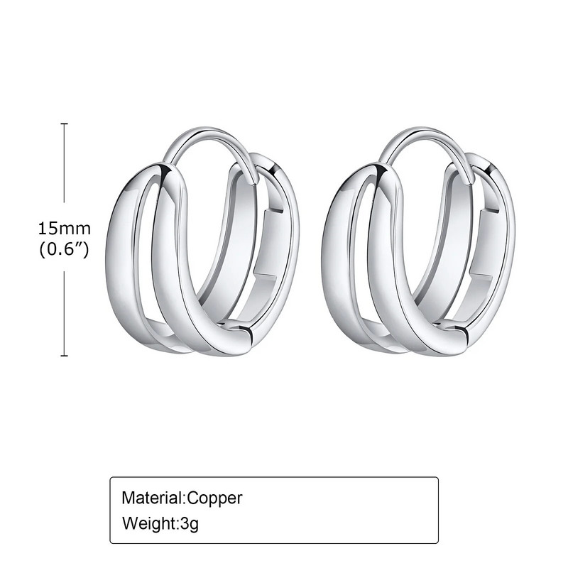 Vnox Double Lines Hoop Huggie kõrvarõngad meestele, naistele, sõbrapäeva isadepäeva kingitused isale papa poiss-sõbrale