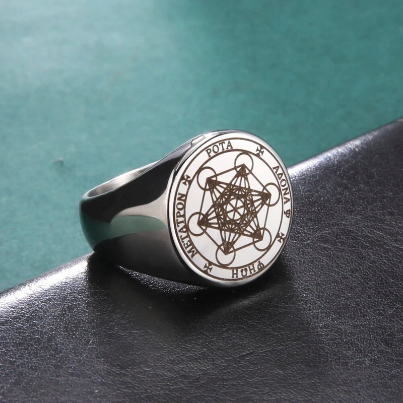 Dreamtimes Erceņģelis Metatrons Dzīves eņģelis Seal Solomon Punk gredzens vīriešiem Hegemony nerūsējošā tērauda rotaslietas rudens eņģeļu gredzeni