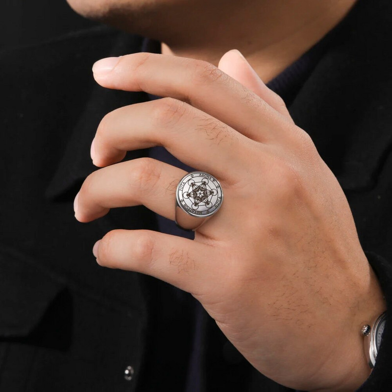 Dreamtimes Erceņģelis Metatrons Dzīves eņģelis Seal Solomon Punk gredzens vīriešiem Hegemony nerūsējošā tērauda rotaslietas rudens eņģeļu gredzeni