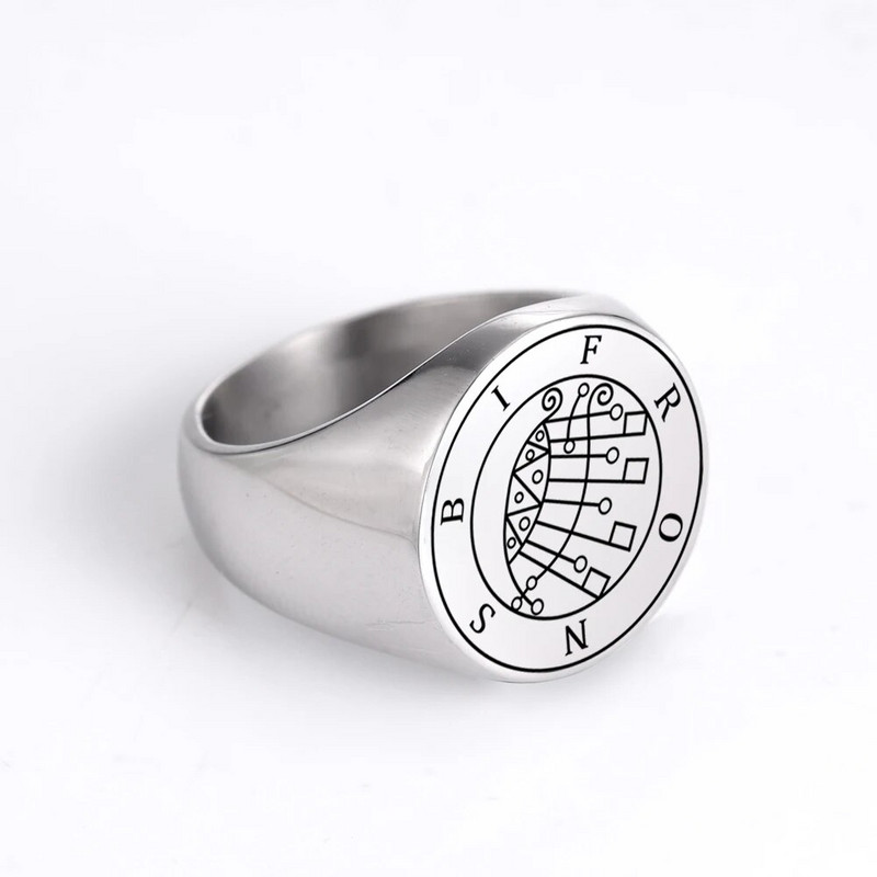 Dreamtimes Sigil of BIFRONS roostevabast terasest deemoni pitser meeste vintage punk hõbedase värviga saatana 19 mm sõrmus naiste/meeste ehted