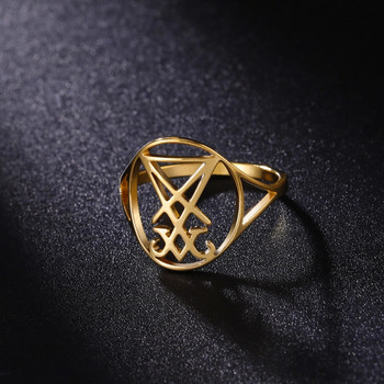 Skyrim Sigil Of Lucifer Ring Δαχτυλίδι από ανοξείδωτο ατσάλι Seal Of Satan Satanic Leviathan Cross Amulet Jewelry for Women Men