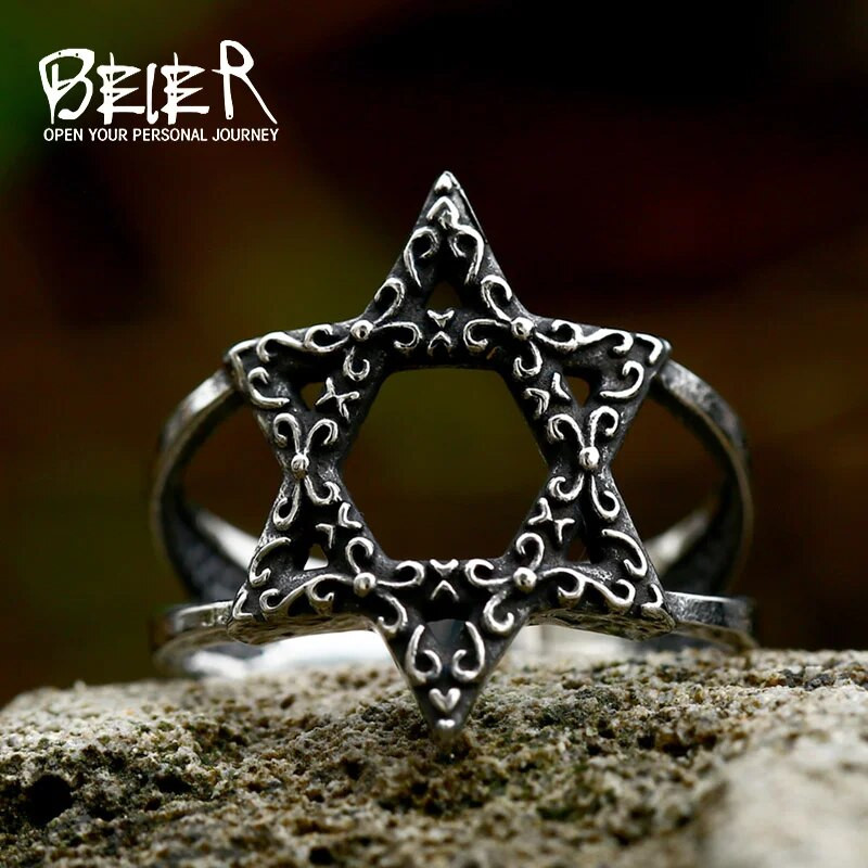 Beier New Store 316L prsten s vikinškim simbolom od nehrđajućeg čelika Visokokvalitetni punk biciklistički prsten s pentagramom za muškarce, modni poklon LLBR8-371R