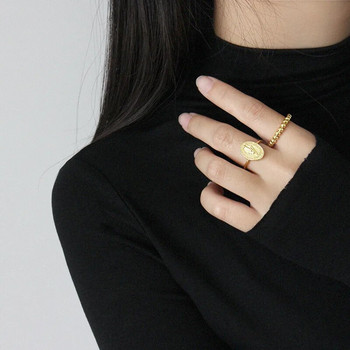 XIYANIKE Моден сребърен пръстен за пръсти за жени Творчески геометрични кръгли мъниста Парти аксесоари Бижута Adjustale
