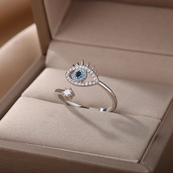 Щастливи турски пръстени за зло око за жени Отварящ се регулируем пръстен от неръждаема стомана 2024 Тенденция Луксозни сватбени бижута за двойка Подарък