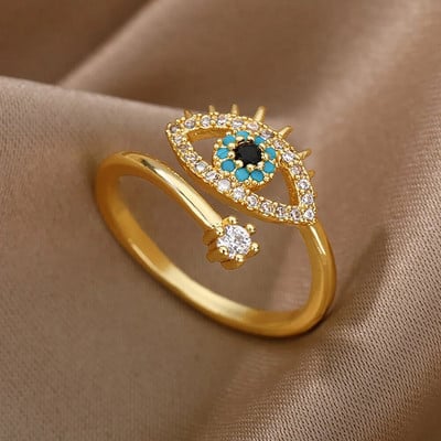 Lucky Turkish Evil Eye gredzeni sievietēm ar atvēršanu regulējams nerūsējošā tērauda gredzens 2024 Trend Luxury kāzu pāra rotaslietas dāvana