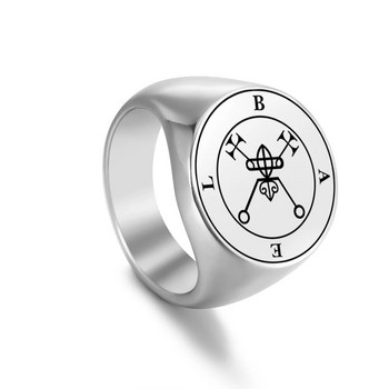 Δαχτυλίδι Dreamtimes από ανοξείδωτο ατσάλι, ασημί Χρώμα Satan Seal of BAEL 19mm Μεγάλα δαχτυλίδια για άνδρες/γυναικεία κοσμήματα bijoux