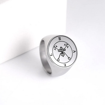 Dreamtimes Неръждаема стомана Demon Seal пръстен Сребърен цвят Satan Seal of BAEL 19MM Големи пръстени за мъже/жени Бижута Подаръци bijoux