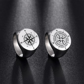 EUEAVAN Punk Kompass Maailmakaart Meeste sõrmused Roostevabast terasest Piraat Madrus Amulett Sõrmus Hip Hop Vintage Peoehted Loominguline kingitus