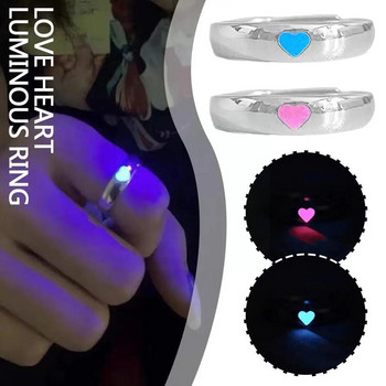 Ρυθμιζόμενα Punk Noctilucent Cute Star Heart Love Rings Φωτεινή λάμψη στο σκοτάδι για άνδρες Γυναίκες εραστές δώρα αποκριάτικο πάρτι