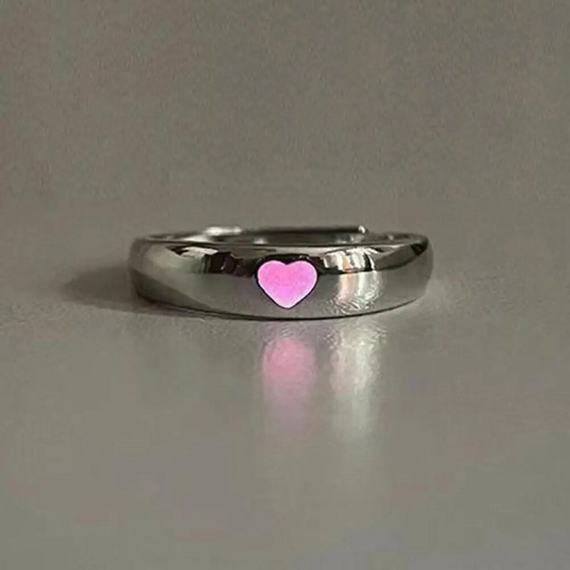 Reguliuojami Punk Noctilucent Mieli Žvaigždės Širdies Meilės Žiedai Šviečiantys Tamsoje Šviečiantys Vyrai Moterų Dovanos Mylėtojai Helovino vakarėlis