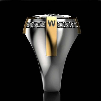 Κλασικό ανδρικό δαχτυλίδι από ανοξείδωτο ατσάλι σε ασημί χρώμα, δίχρωμο, πυξίδα, Punk Rock, Ανδρικά κοσμήματα Boho