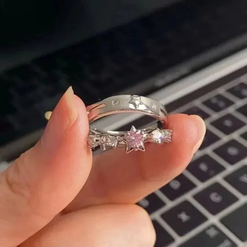 Δαχτυλίδι Y2K Star για Γυναικεία Ανδρικά Απλή Δαχτυλίδι Δαχτυλίδι Δαχτυλίδι Μόδα Ρυθμιζόμενα Ροζ Αστέρια Δαχτυλίδι για Ζευγάρι Δώρο κοσμήματος του Αγίου Βαλεντίνου