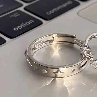 Y2K tähesõrmus naistele meestele Lihtsad nimetissõrmed Moodsad Reguleeritavad roosad tähed Paarisõrmused Sõbrapäeva ehted Kingitus