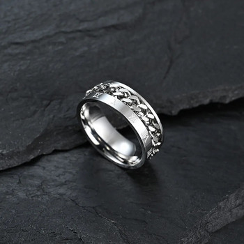 Римски цифри Верига от неръждаема стомана Въртяща се тревожност Черни пръстени за мъже Fidget Metal Spinner Knuckle Ring Anillos De Hombre