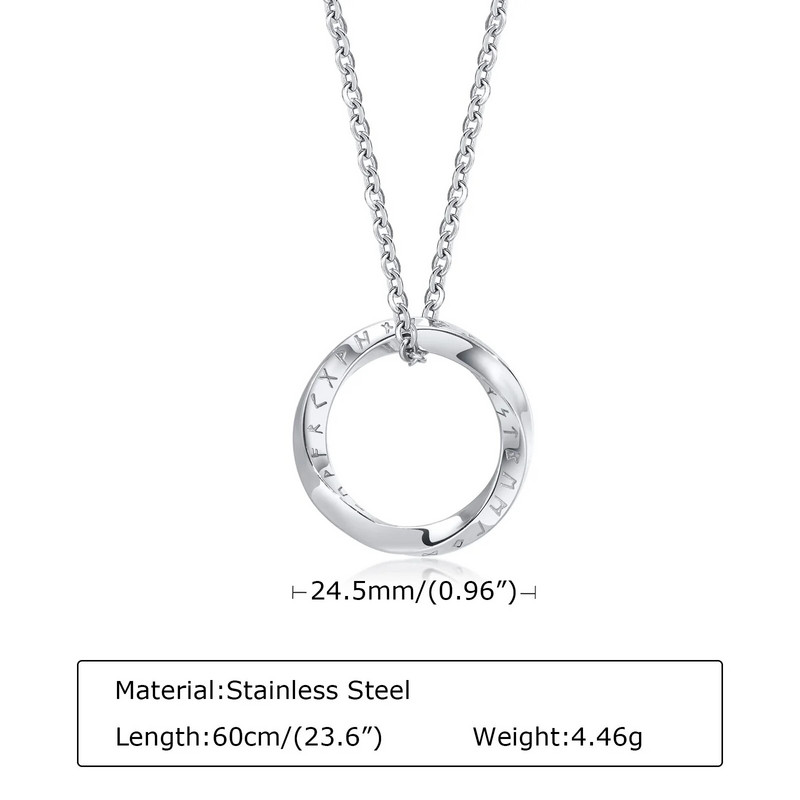 Vnoxi uued trendikad norra viikingite kaelakeed meestele, roostevabast terasest Mobiuse ümmargune ripatskrae, meeste ehted