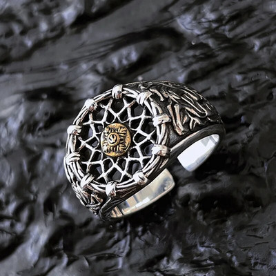 Νέα άφιξη Ρετρό σταυρός λουλούδι Ταϊλανδέζικο ασημένιο ανδρικό δαχτυλίδι Αξεσουάρ κοσμήματα Δώρα γενεθλίων που δεν ξεθωριάζουν ποτέ φτηνά